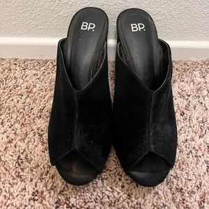 BP suede peep toe slide mules